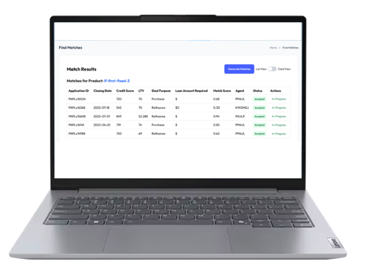 Cashly lender matching workflow